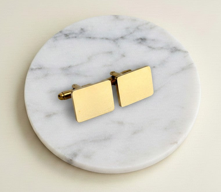 Personalized Polished Stainless Steel Rectangle Cufflinks • Silver & Gold