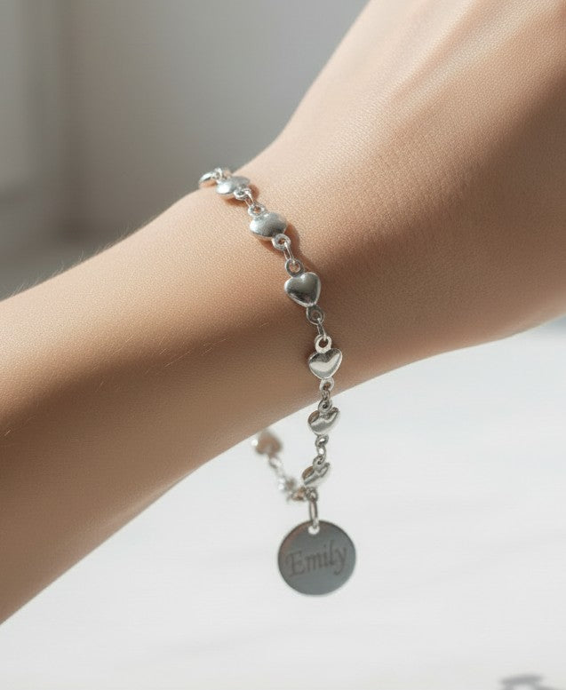 Personalized Stainless Steel Heart Chain Bracelet