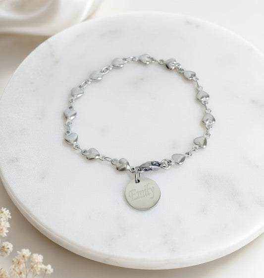 Personalized Stainless Steel Heart Chain Bracelet
