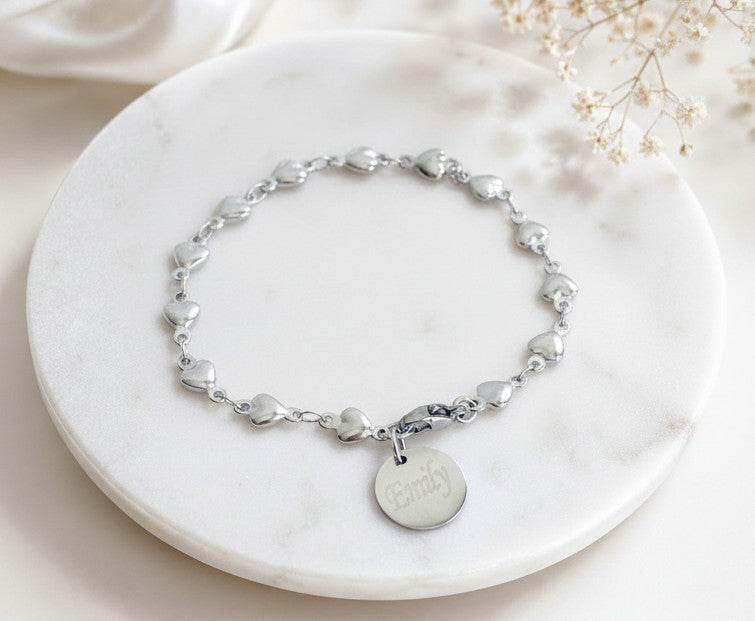 Personalized Stainless Steel Heart Chain Bracelet