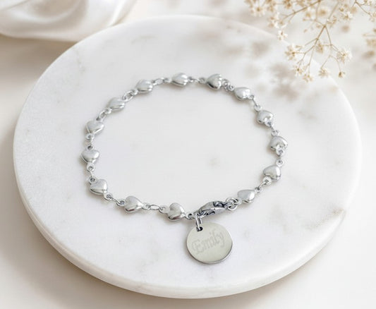 Personalized Stainless Steel Heart Chain Bracelet