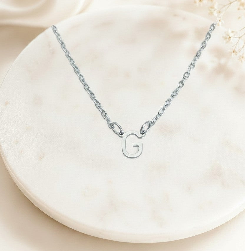 Personalized Mini Initial Necklace • Stainless Steel & Gold over Stainless Steel