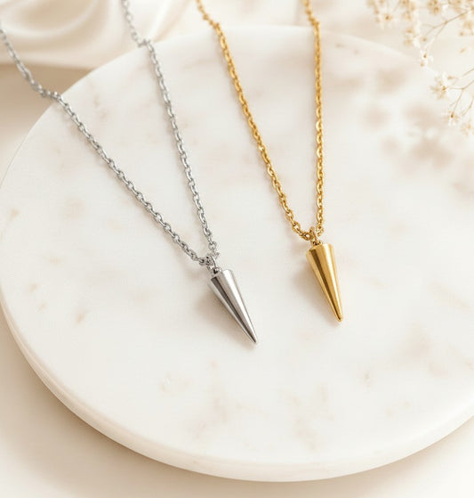 Spike Necklace • Stainless Steel & Gold over Stainless Steel