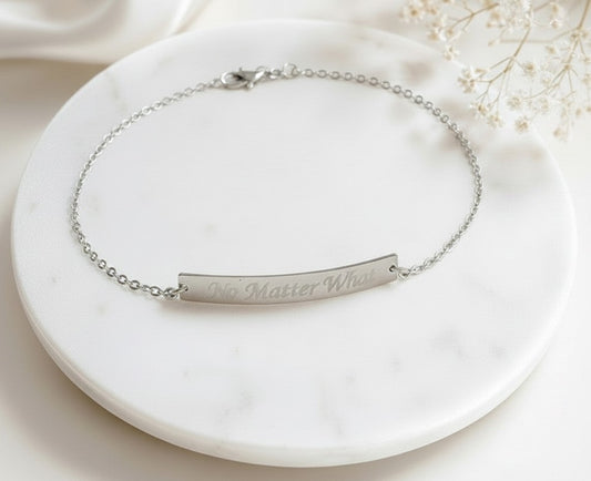 Personalized Long Bar Bracelet • Stainless Steel, Gold & Rose Gold