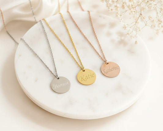 Personalized Stainless Steel Name Necklace • Stainless Steel, Gold over Stainless Steel & Rose Gold over Stainless Steel