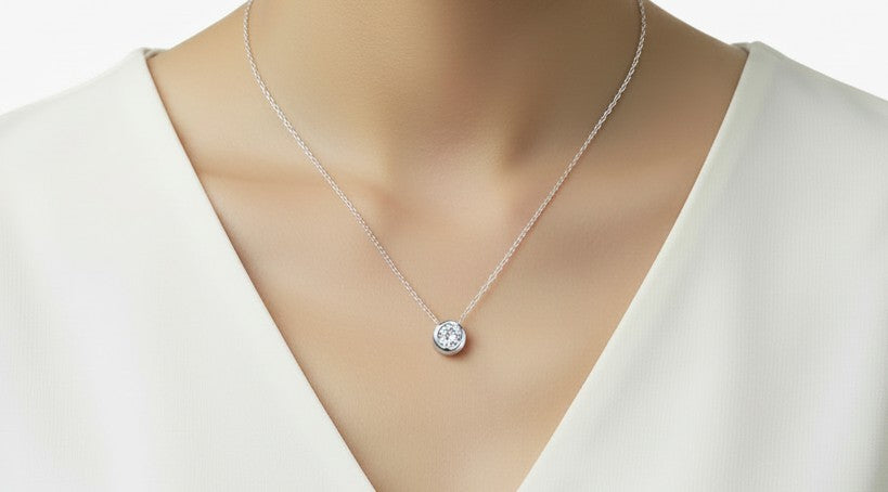 Sterling Silver Solitaire Pendant Necklace