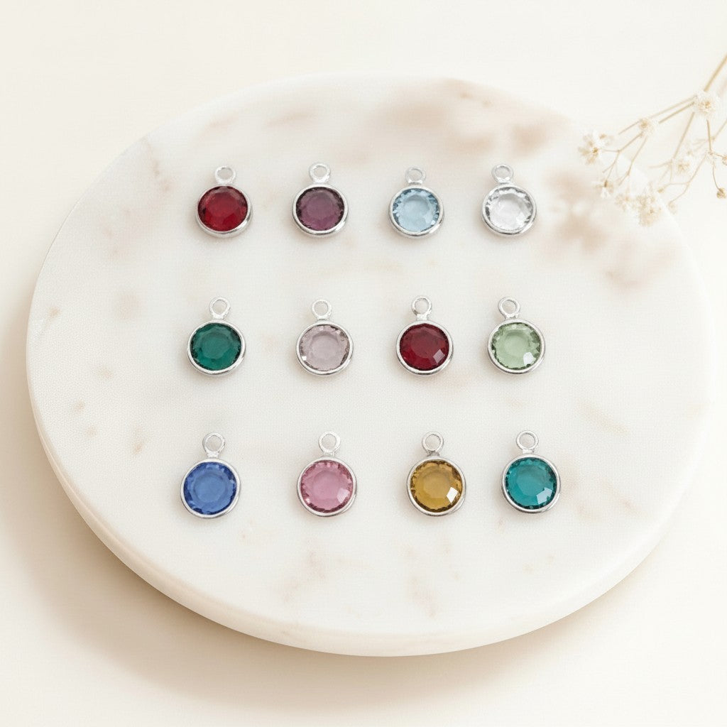 Personalized Stainless Steel Crystal Birthstone Bangle Bracelet