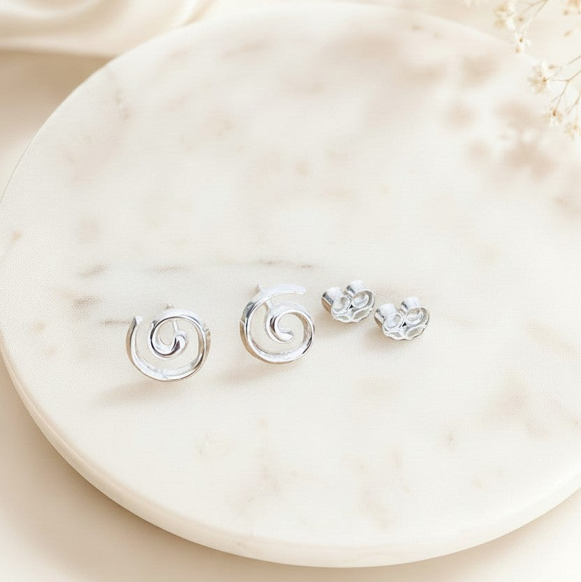 Sterling Silver Swirl Stud Earrings