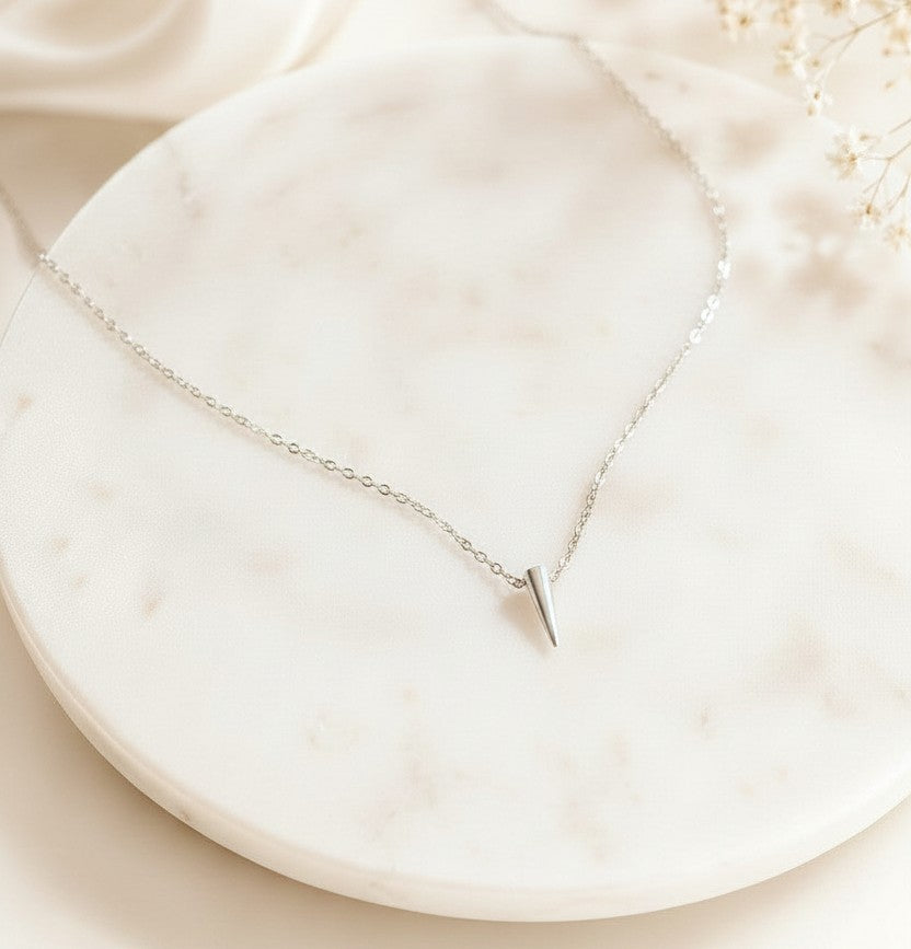 Sterling Silver Tiny Spike Pendant Necklace