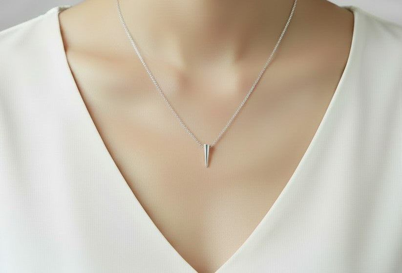 Sterling Silver Tiny Spike Pendant Necklace