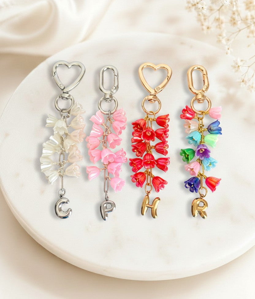 Personalized Clip-On Bag Charm with Acrylic Tulips