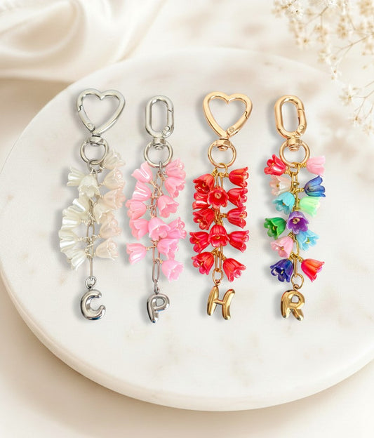 Personalized Clip-On Bag Charm with Acrylic Tulips