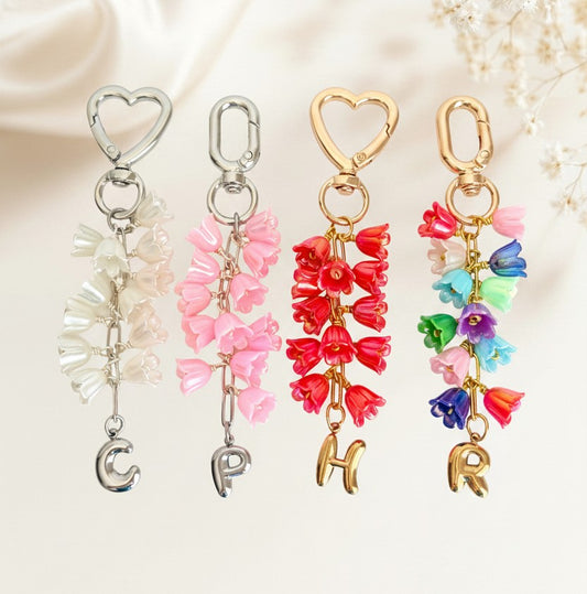 Personalized Clip-On Bag Charm with Acrylic Tulips