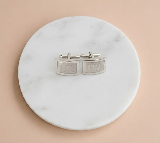Personalized Two Tone Rectangular Cufflinks. Groomsmen Gift