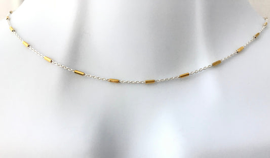 Delicate Mixed Metal Two Tone Silver Necklace