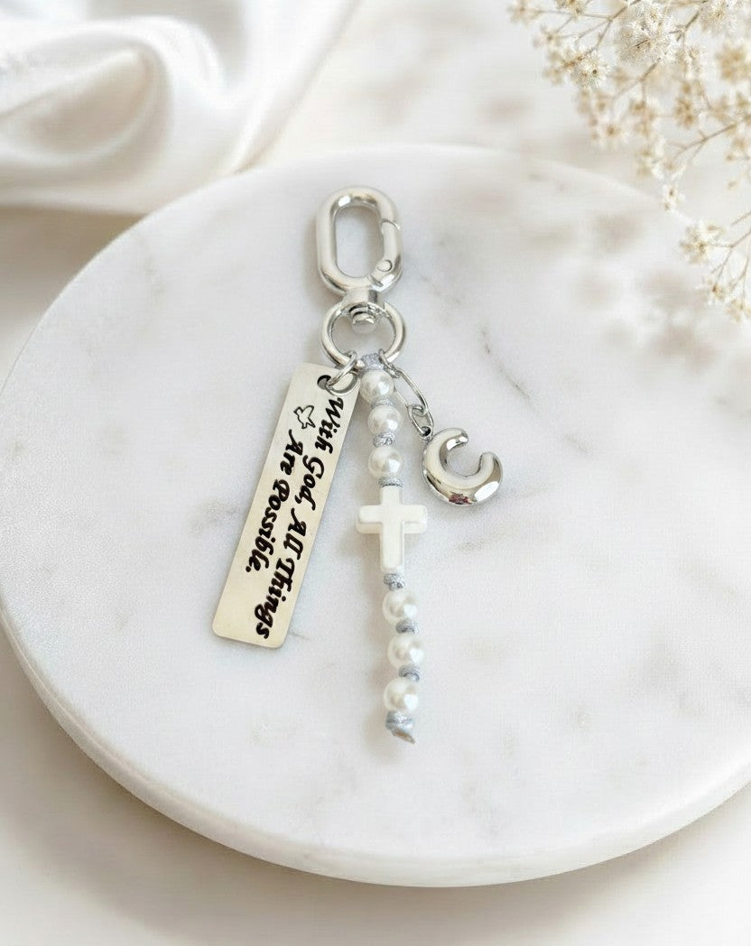 Personalized “With God All Things Possible” Bag Charm