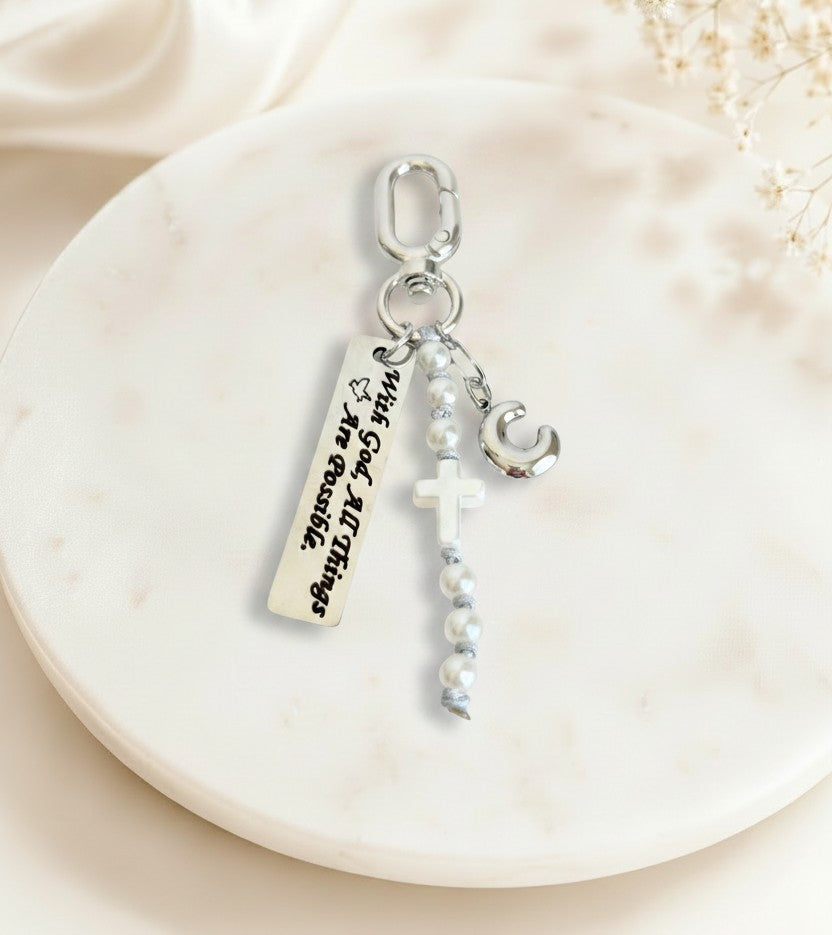 Personalized “With God All Things Possible” Bag Charm