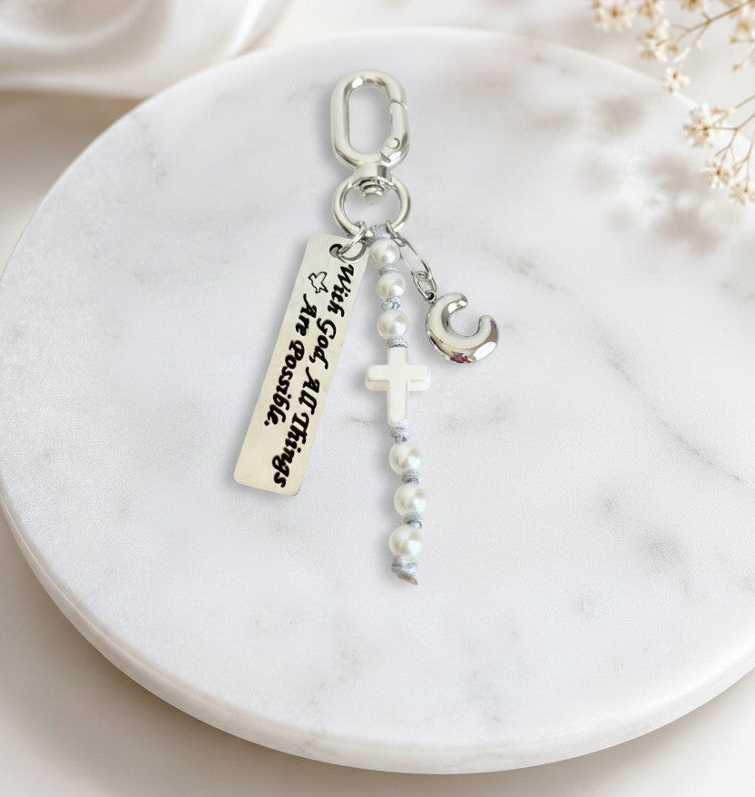 Personalized “With God All Things Possible” Bag Charm
