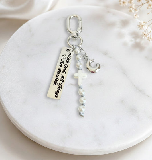 Personalized “With God All Things Possible” Bag Charm
