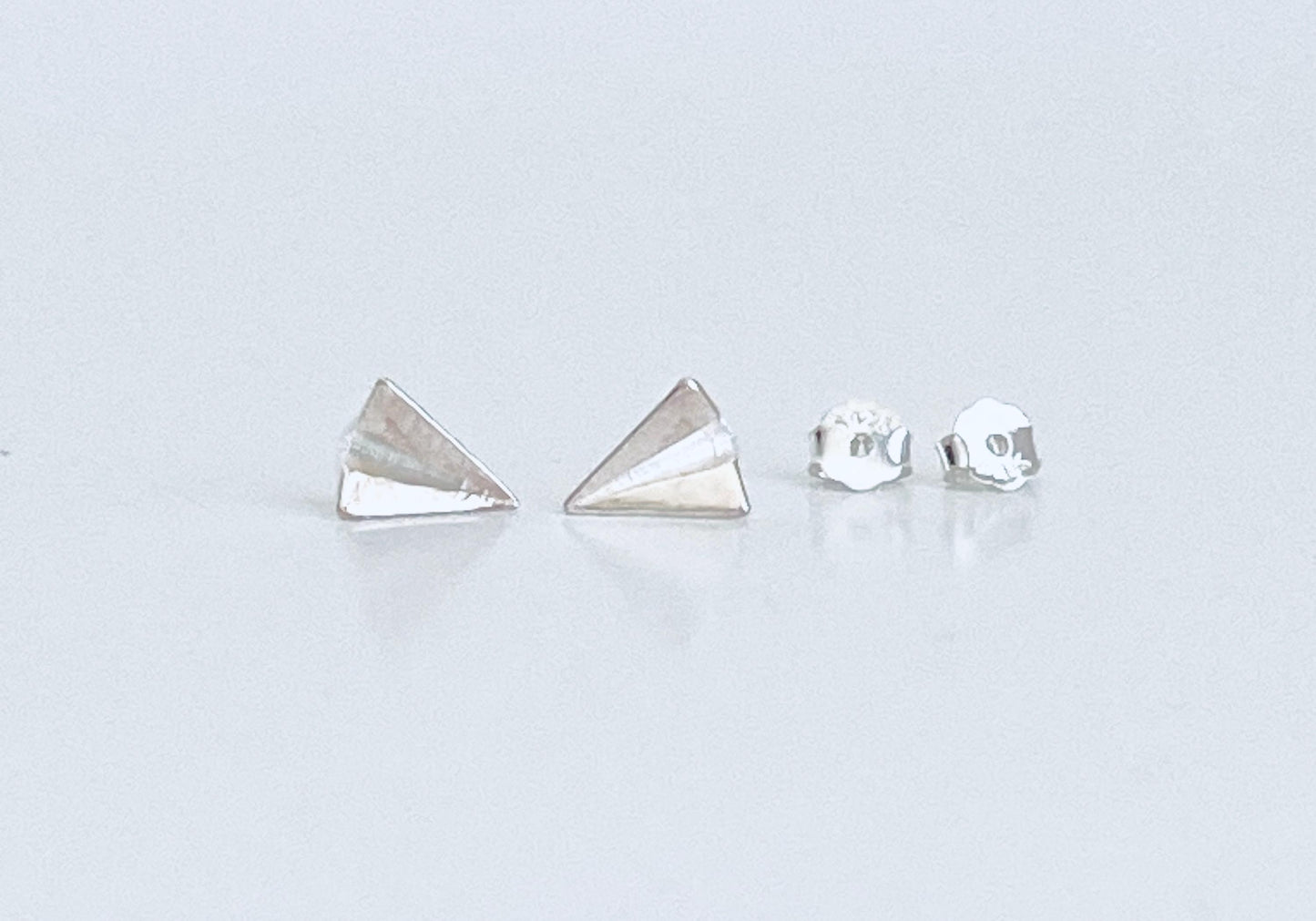 Sterling Silver Paper Airplane Stud Earrings • 925 Silver Travel Studs