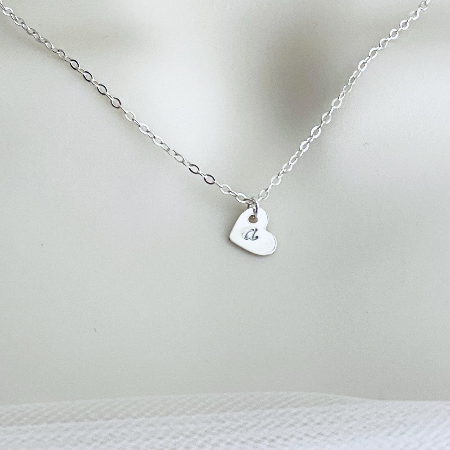 Personalized Sterling Silver Necklace with Sideways Heart Charm • Custom Engraved Name Necklace