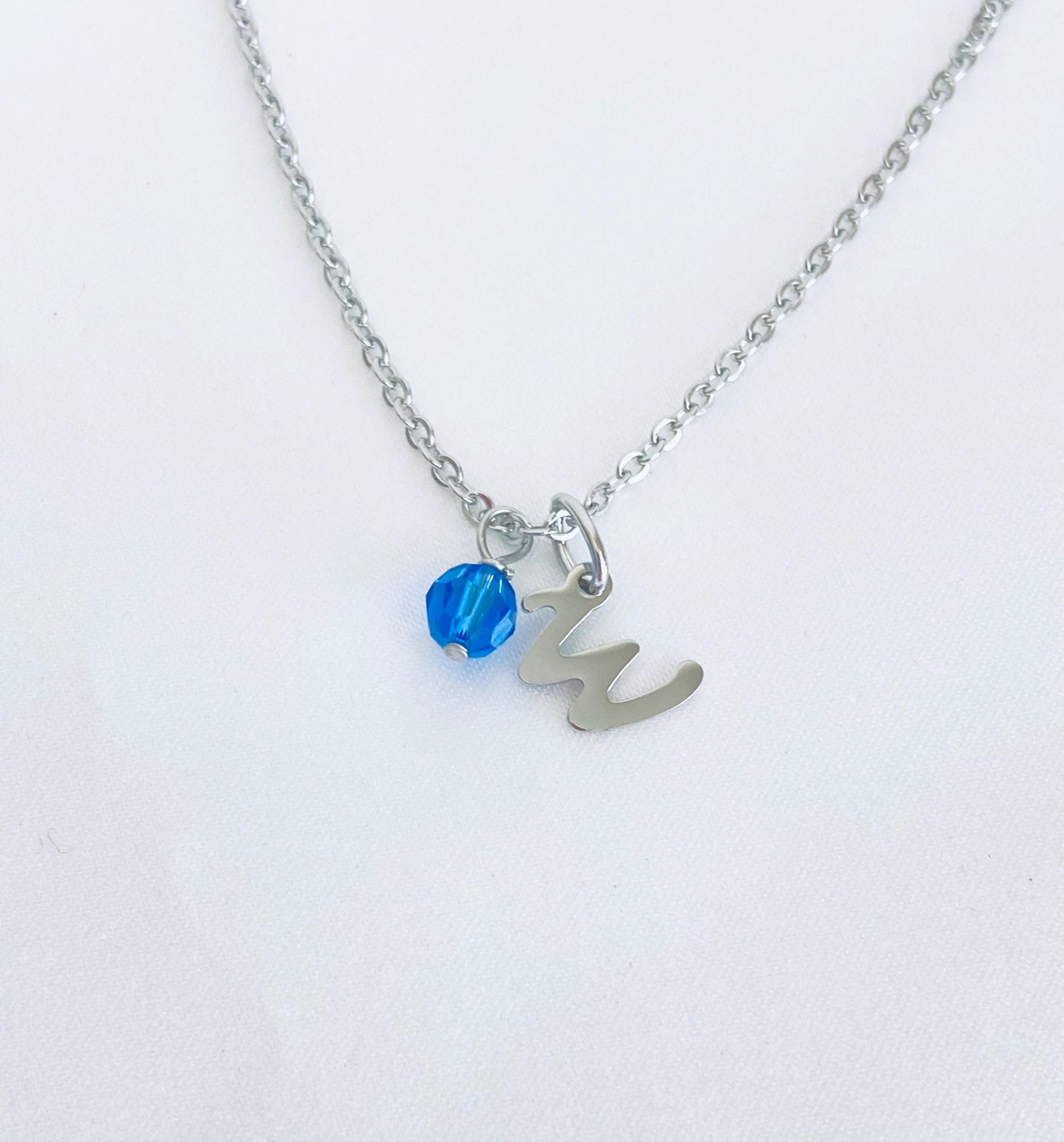 Personalized Birthstone & Initial Necklace • Stainless Steel or Gold Custom Initial Jewelry