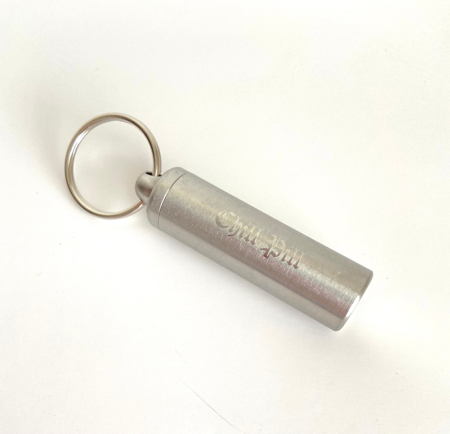 Personalized Small Pill Holder Key Chain • Custom Engraved Stainless Steel Mini Medicine Capsule