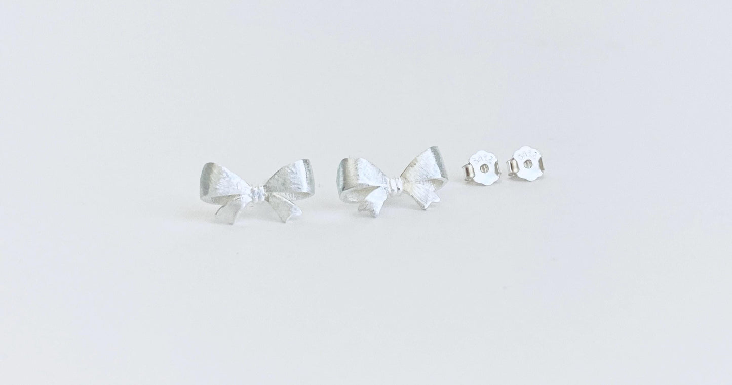 Small Sterling Silver Bow Stud Earrings • Tiny Bow Knot Stud Earrings