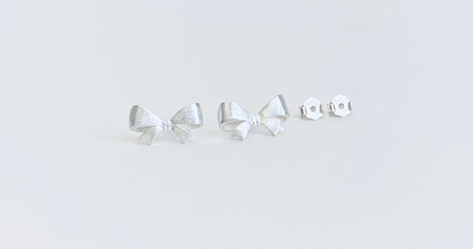 Small Sterling Silver Bow Stud Earrings • Tiny Bow Knot Stud Earrings