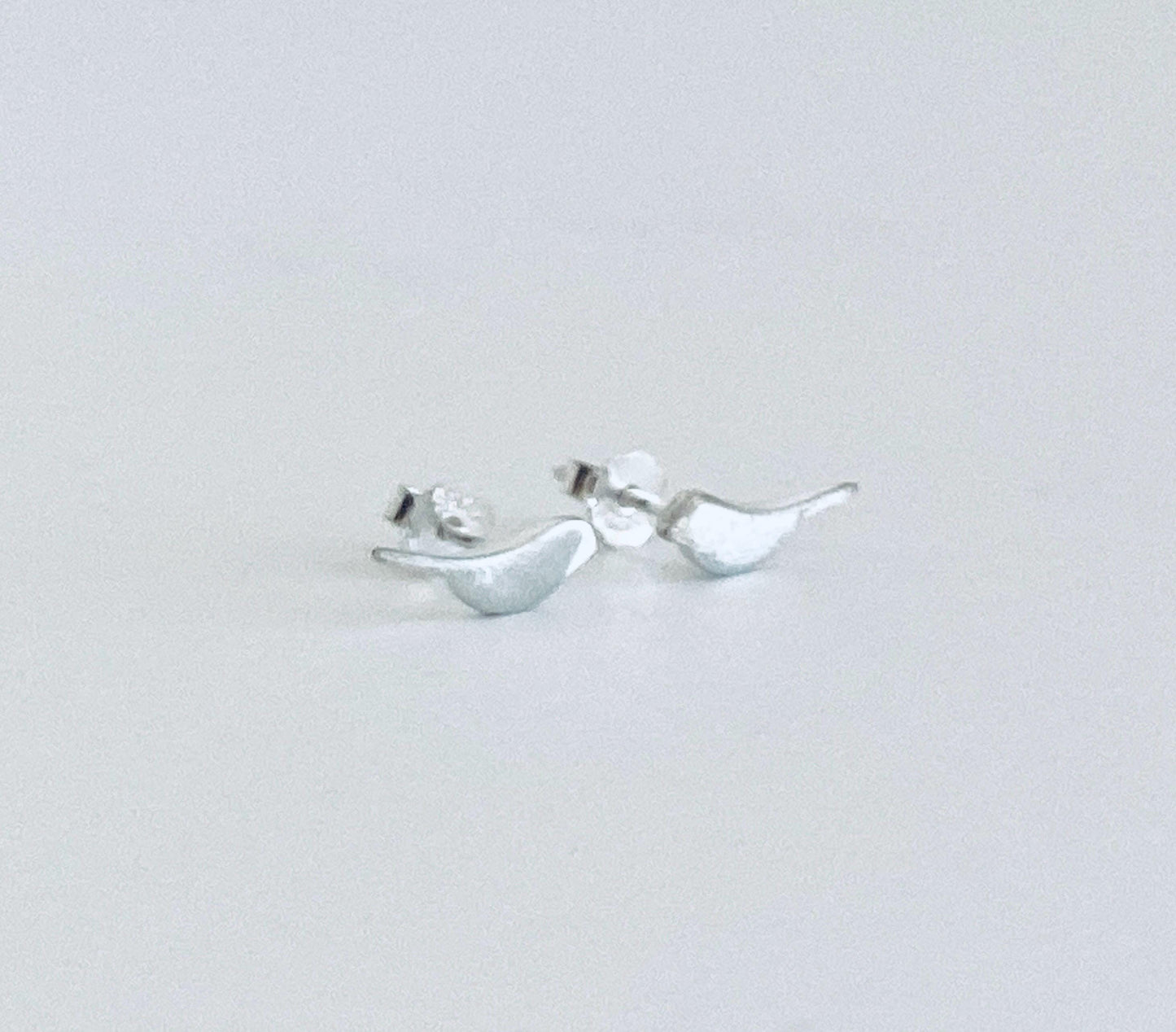 Sterling Silver Tiny Bird Stud Earrings • 925 Dainty Bird Silhouette Studs