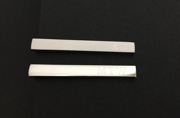 Personalized Short Tie Clip • Custom Engraved Tie Bar in Polished or Matte Finish, Wedding & Gift for Him