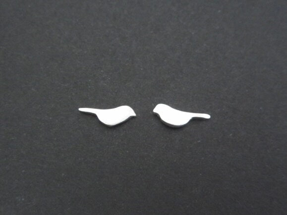 Sterling Silver Tiny Bird Stud Earrings • 925 Dainty Bird Silhouette Studs