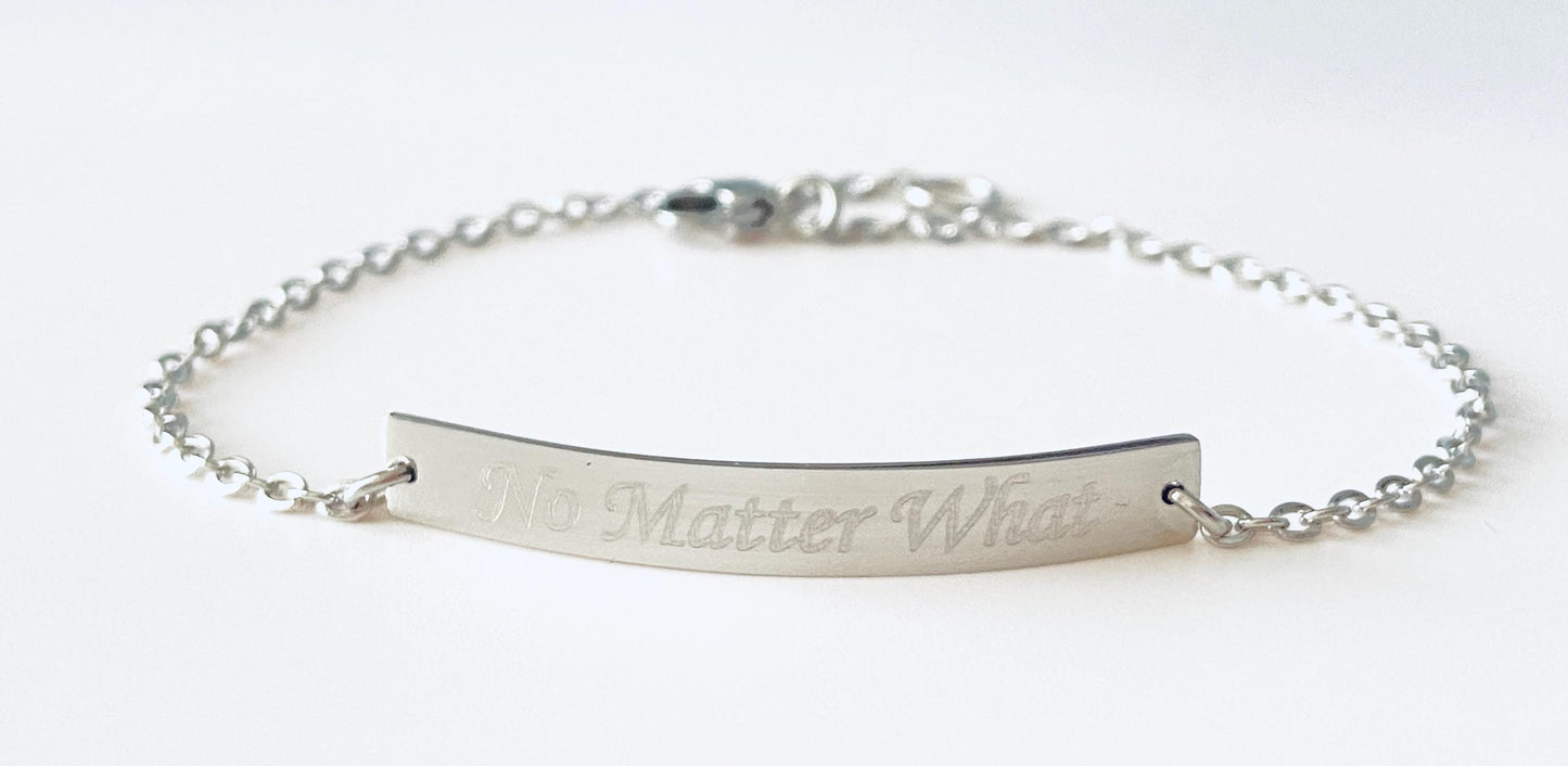 Personalized Stainless Steel Long Bar Bracelet • Custom Engraved Name Bracelet for Women