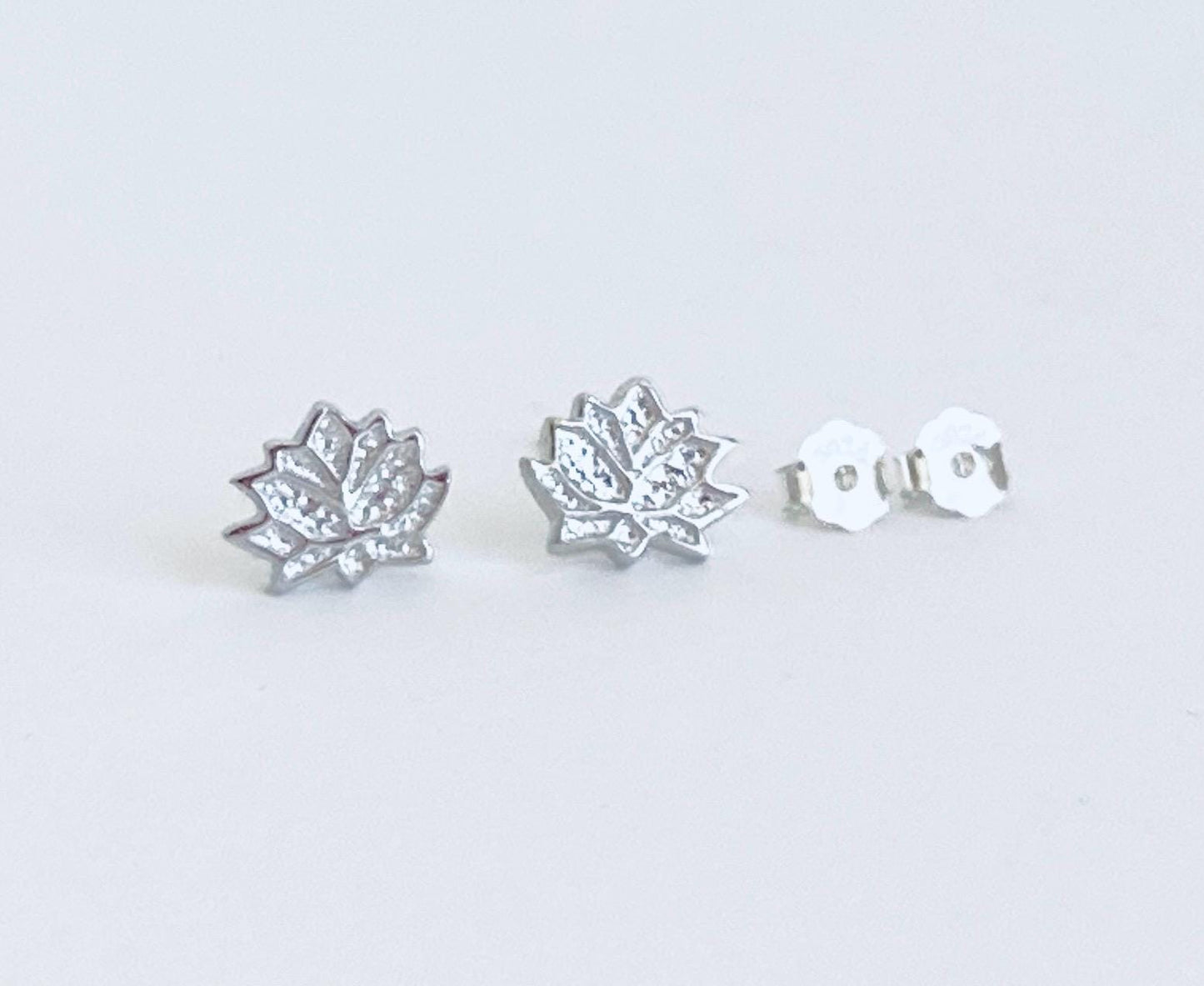 Sterling Silver Lotus Flower Stud Earrings • 925 Silver Minimalist Lotus Studs