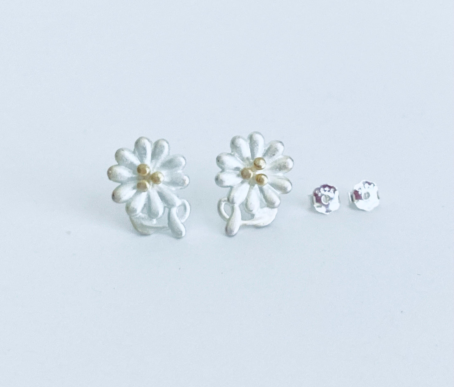 Sterling Silver Flower Stud Earrings • 925 Dainty Floral Studs