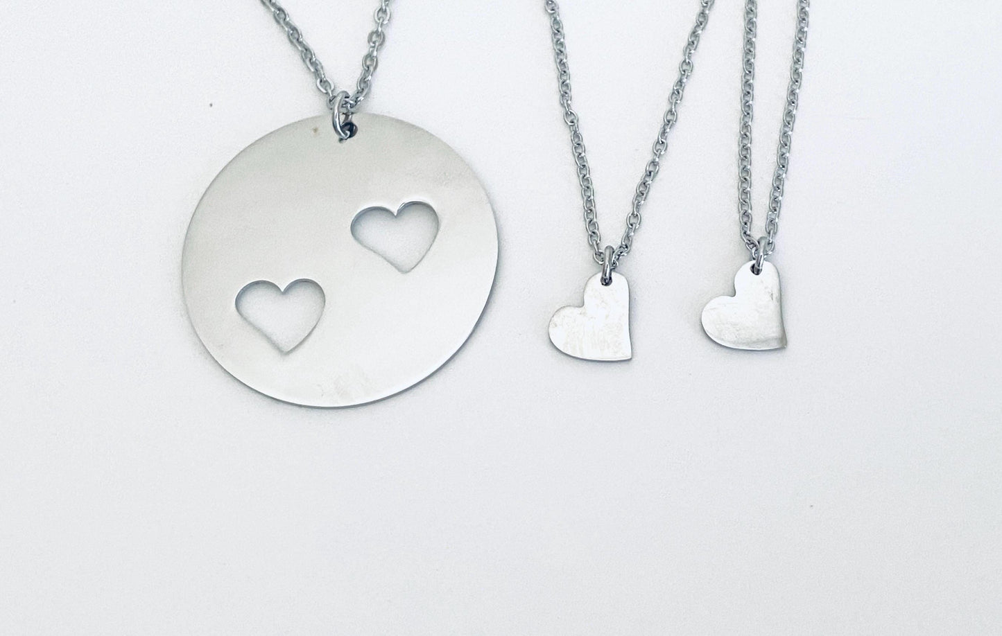 Stainless Steel Mother & 2 Daughters Necklace Set – Matching Family Necklace Set