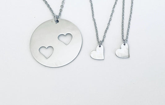 Stainless Steel Mother & 2 Daughters Necklace Set – Matching Family Necklace Set