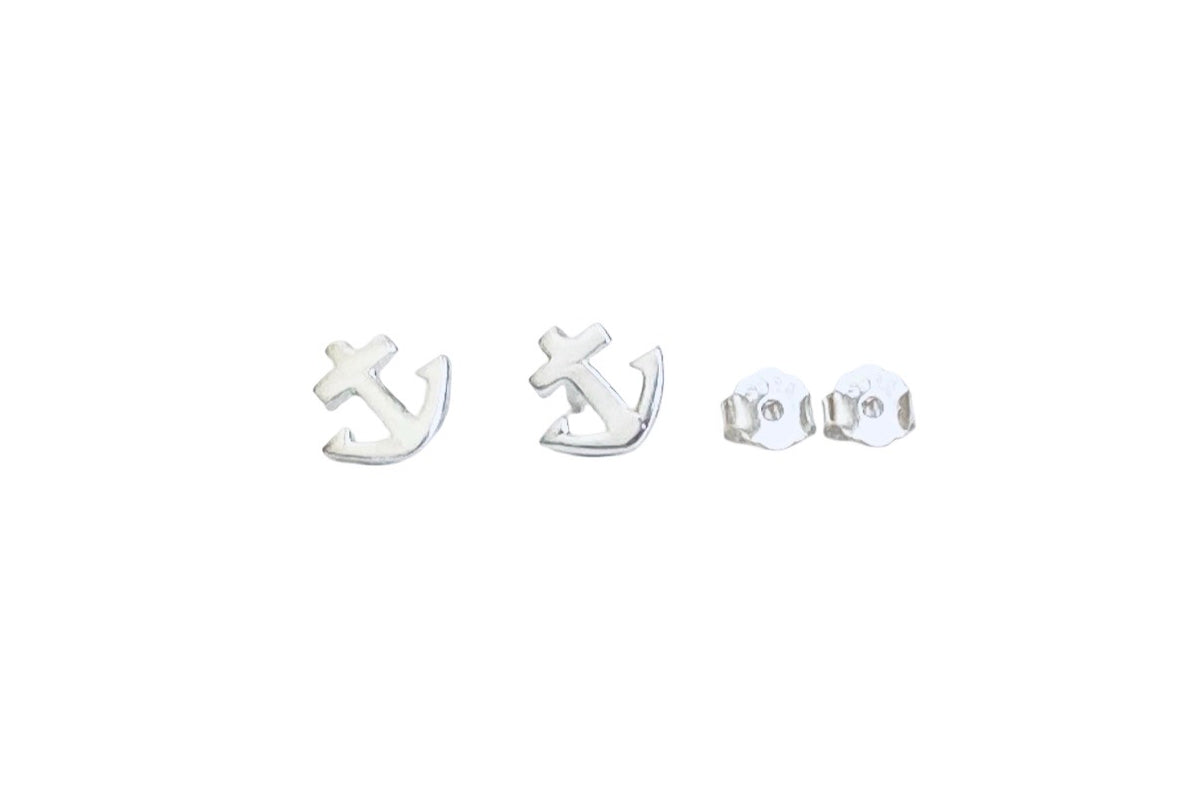 Sterling Silver Anchor Stud Earrings