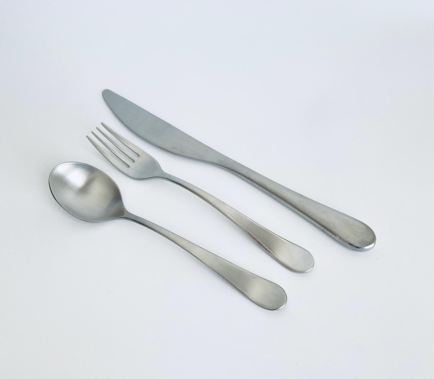 Personalized Stainless Steel Matte Flatware Gift Set • Custom Engraved Knife, fork and spoon