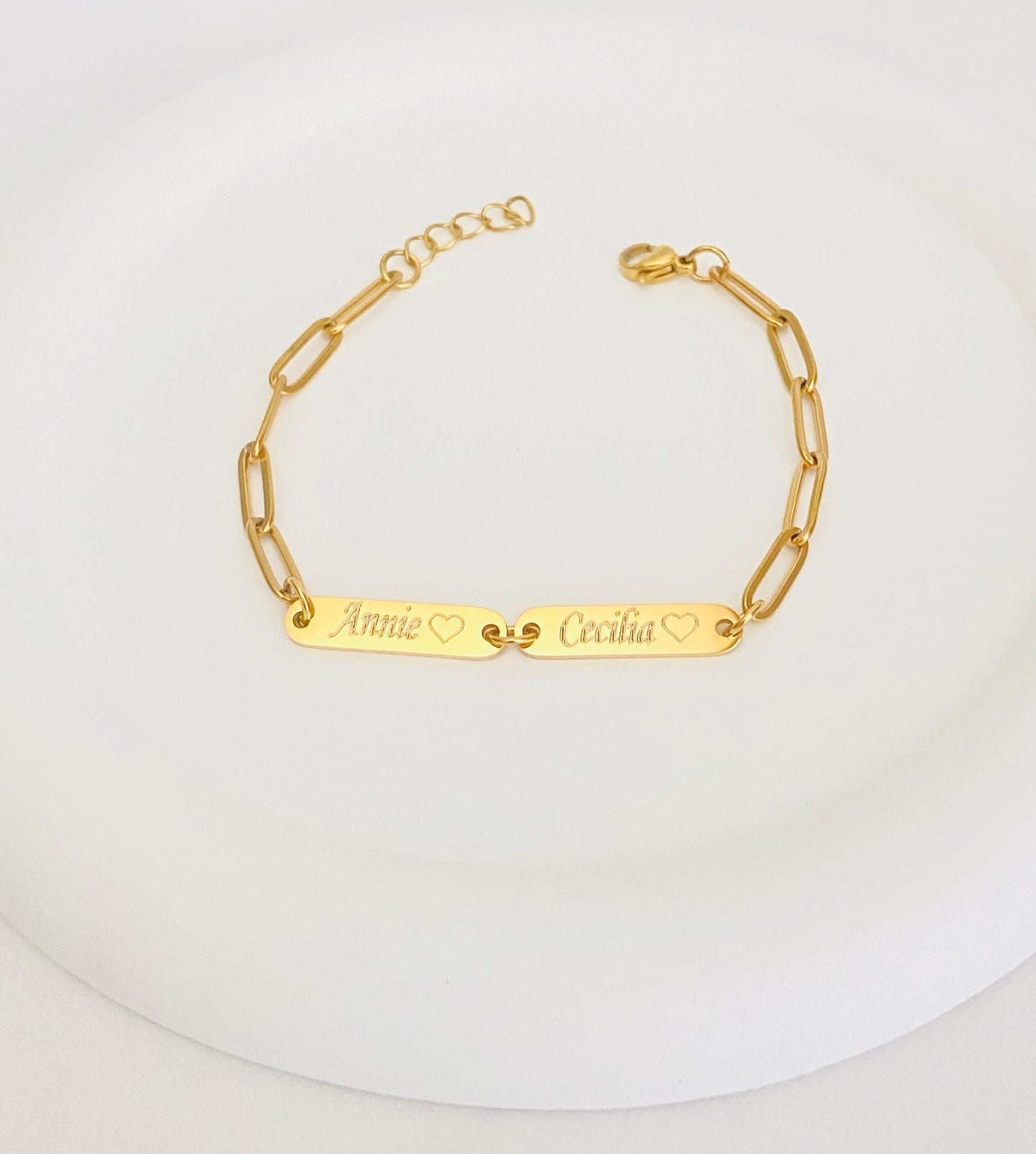 Personalized Mini Bar Bracelet • Custom Engraved Bracelet in Stainless Steel or Gold