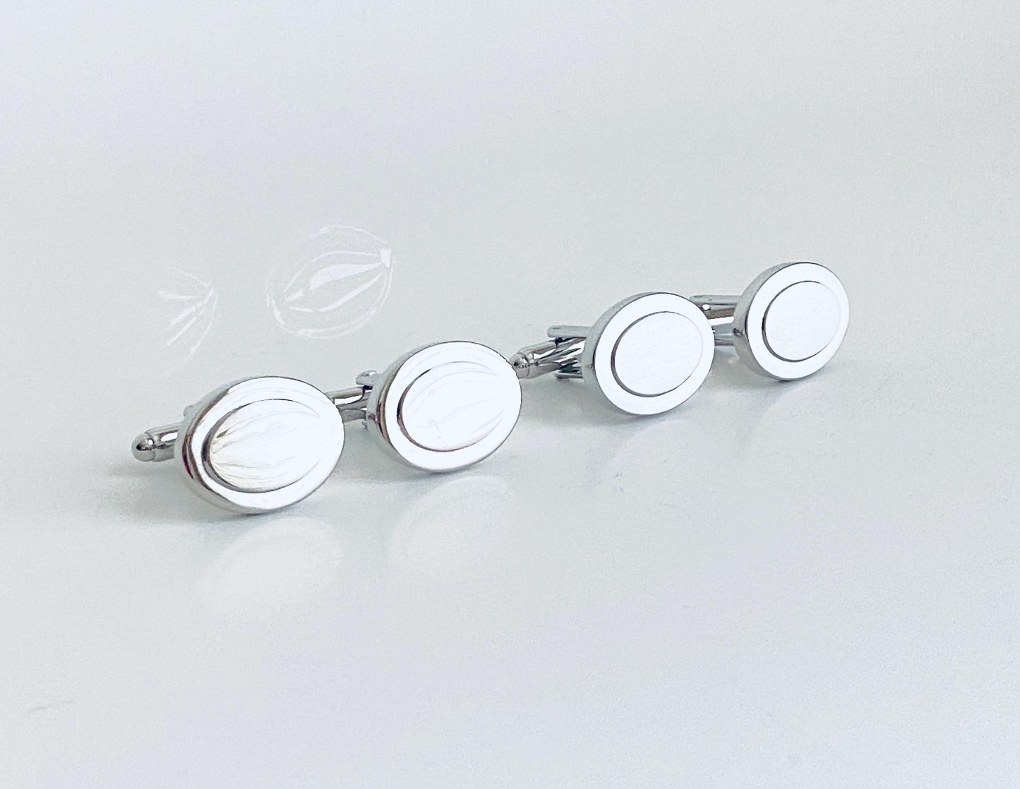 Personalized Oval Cufflinks • Custom Engraved Base Metal Cufflinks for Groom, Groomsmen & Men’s Wedding Gift
