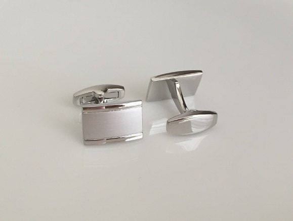 Personalized Rectangle Cufflinks • Custom Engraved Men’s Cufflinks for Groom, Groomsmen & Wedding Gift
