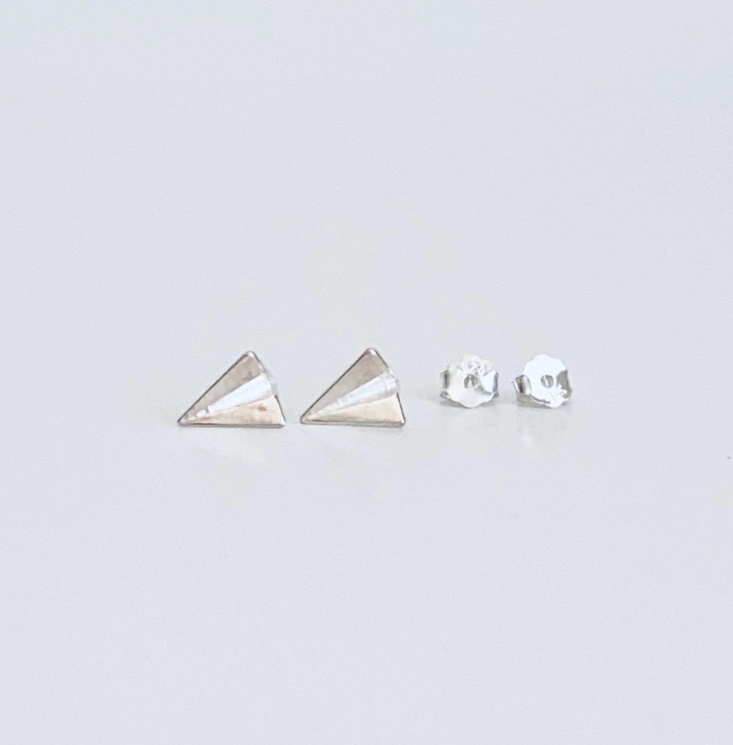 Sterling Silver Paper Airplane Stud Earrings • 925 Silver Travel Studs