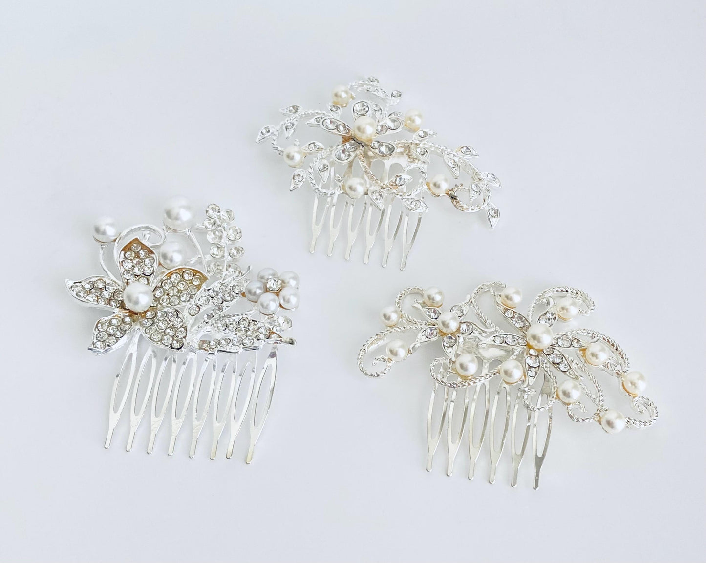 Small Rhinestone and Pearl Hair Comb • Bridal Wedding Hair Accessories for Bride & Bridesmaids