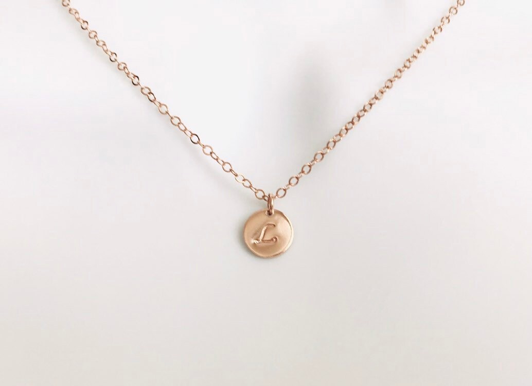 Dainty Initial Disc Necklace • Personalized Jewelry Gift for Her. Birthday. Mother’s Day Gift.