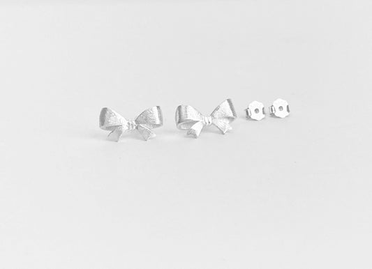 Small Sterling Silver Bow Stud Earrings • Tiny Bow Knot Stud Earrings