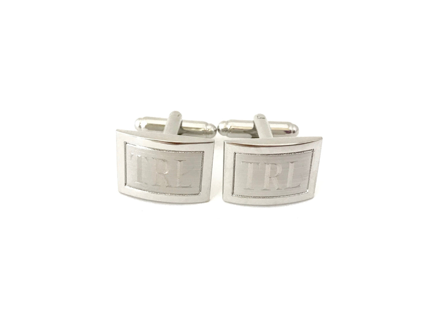 Personalized Two Tone Rectangular Cufflinks. Groomsmen Gift. Wedding. Gift for Him