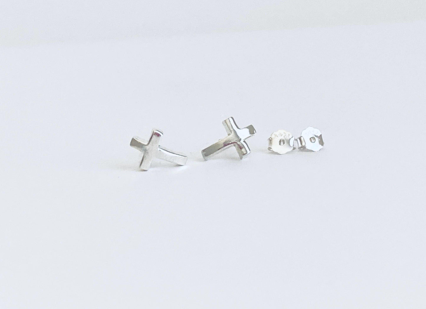 Sterling Silver Cross Stud Earrings • Classic Faith Cross Earrings
