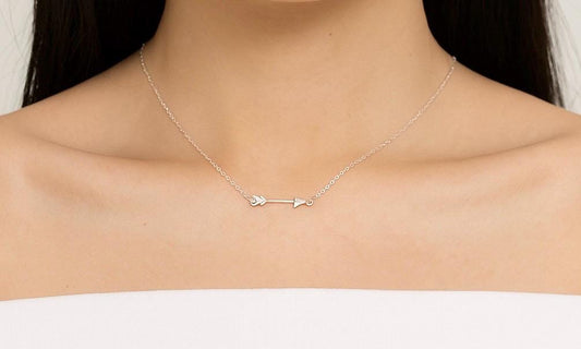 Sterling Silver Arrow Pendant Necklace • 925 Silver Minimalist Arrow Necklace