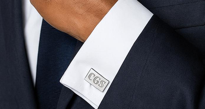 Personalized Shiny Rectangle Cufflinks • Custom Engraved Polished Cufflinks for Groom, Groomsmen & Men’s Wedding Gift